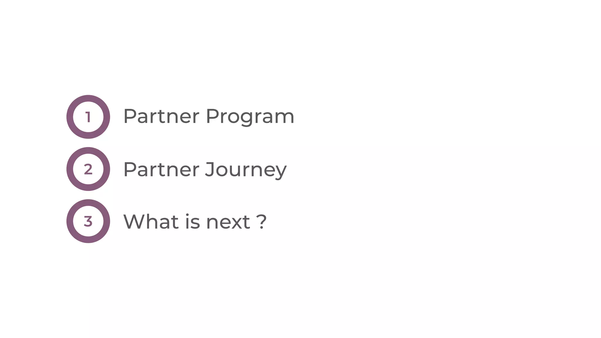 Partner Program1
Partner Journey
What is next ?
2
3
 