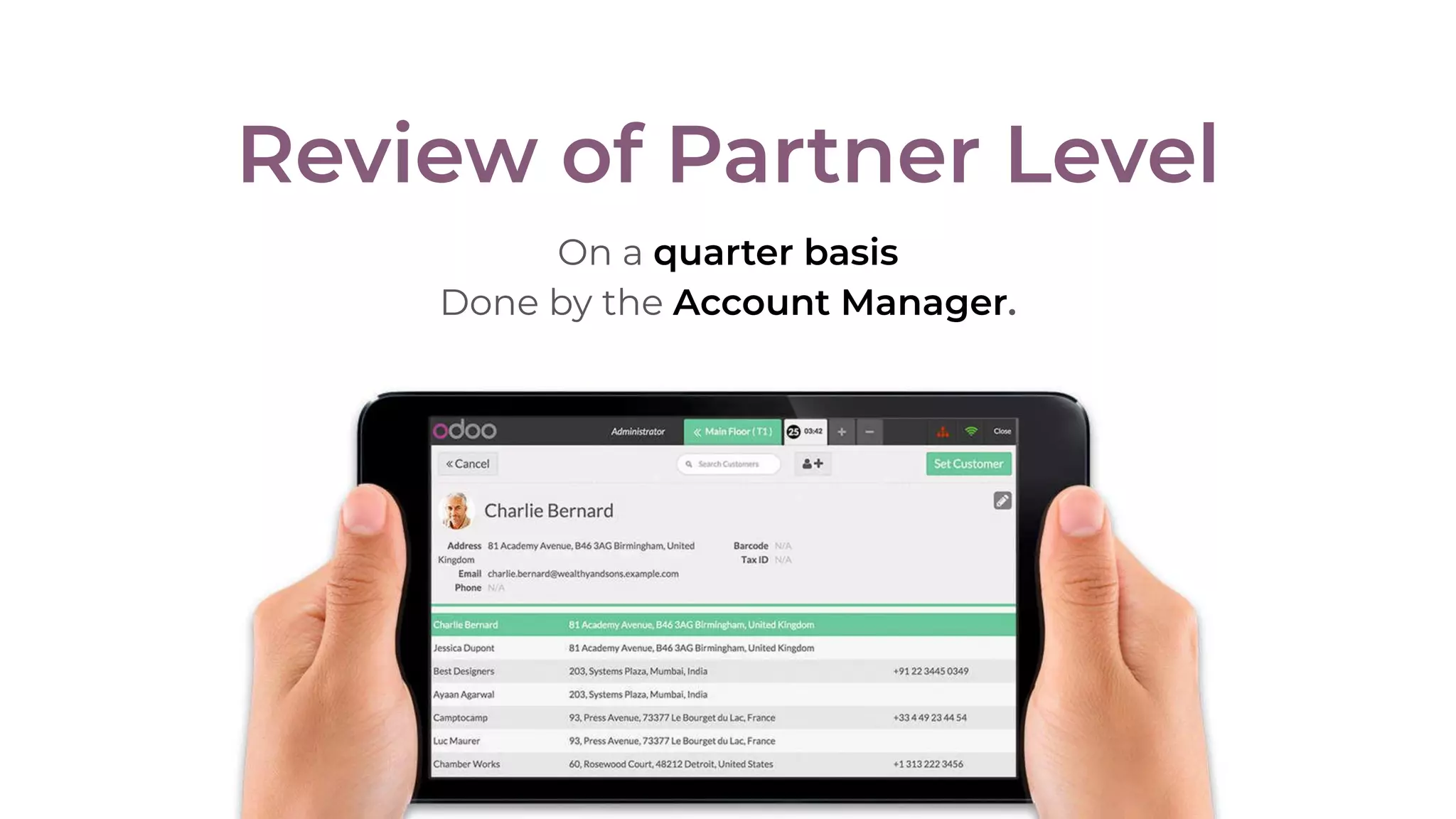 Review of Partner Level
On a quarter basis
Done by the Account Manager.
 