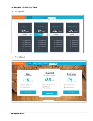 USER MANUAL – Crafito Odoo Theme
www.appjetty.com 27
• Pricing Table 2
• Pricing Table 3
 