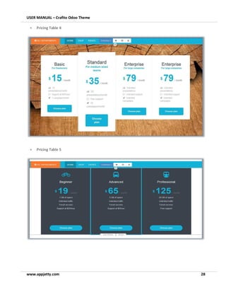 USER MANUAL – Crafito Odoo Theme
www.appjetty.com 28
• Pricing Table 4
• Pricing Table 5
 