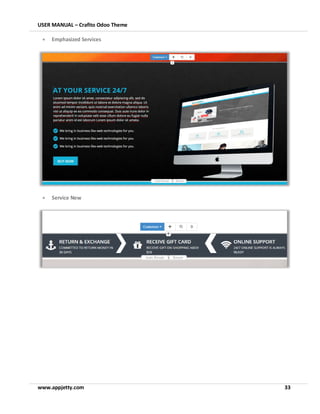 USER MANUAL – Crafito Odoo Theme
www.appjetty.com 33
• Emphasized Services
• Service New
 