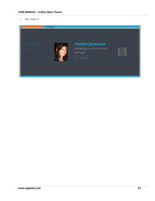 USER MANUAL – Crafito Odoo Theme
www.appjetty.com 53
• Our Team 3
 