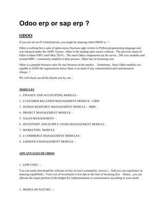 Odoo erp or sap erp | PDF