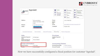 Now we have successfully configured a fiscal position for customer ‘Agrolait’.
 