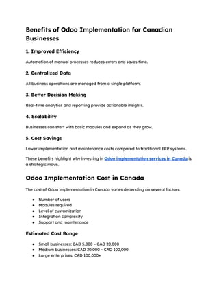 Odoo Implementation in Canada | ERP Solutions & Odoo Experts | PDF