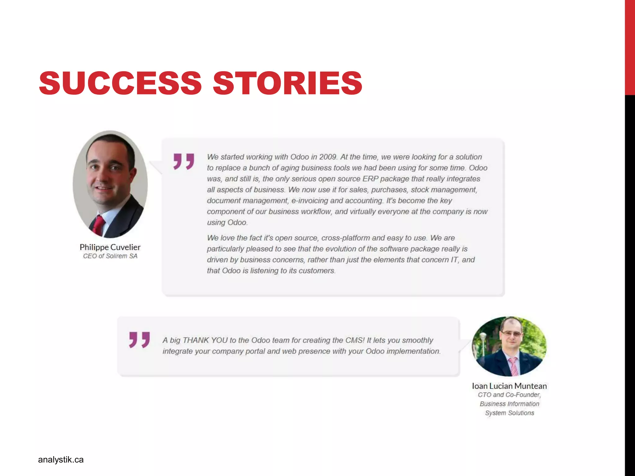 SUCCESS STORIES
analystik.ca