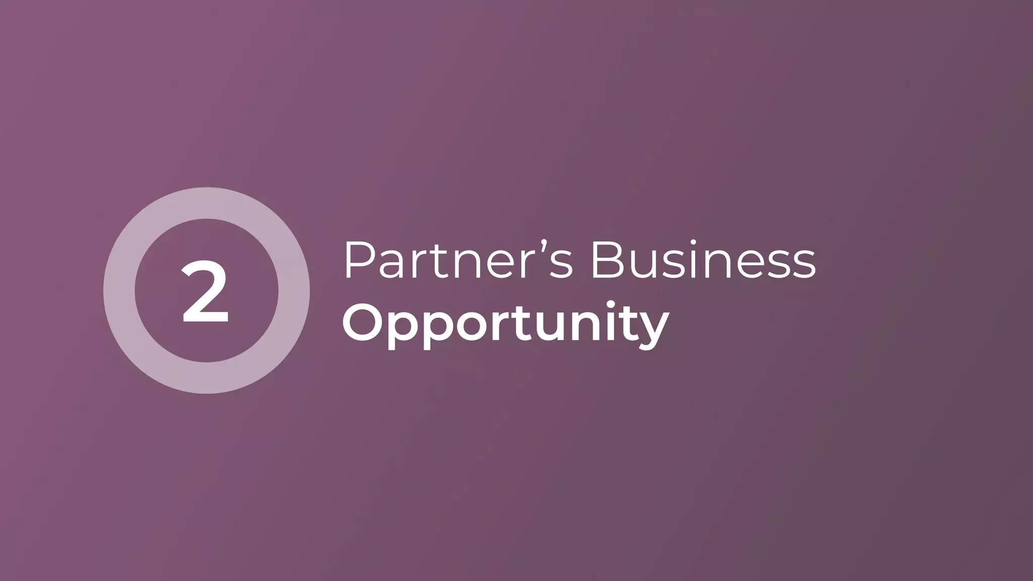 Partner’s Business
Opportunity2
 