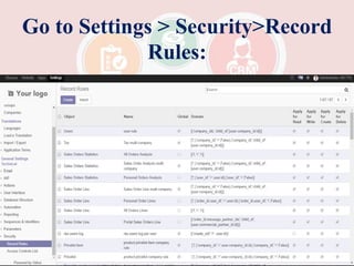 Go to Settings > Security>Record
Rules:
 