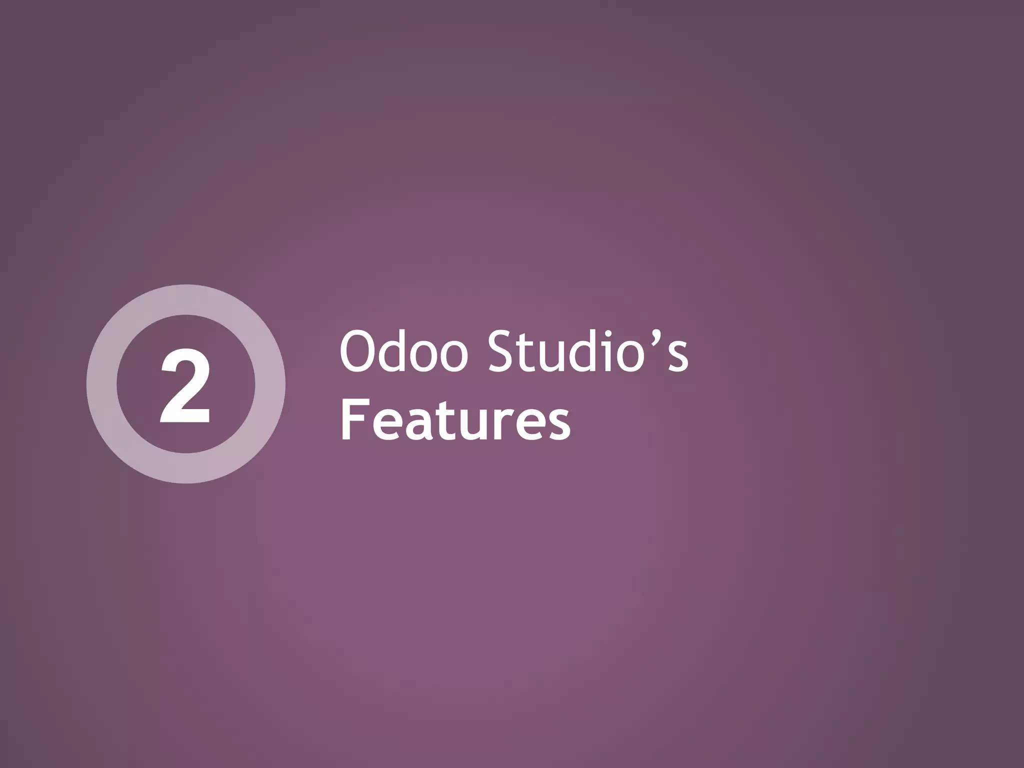 Odoo Studio’s
Features2
 