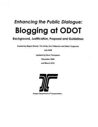 ODOT "Enhancing Dialogue" Social Media Policy
