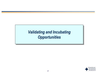 37
Validating and Incubating
Opportunities
 