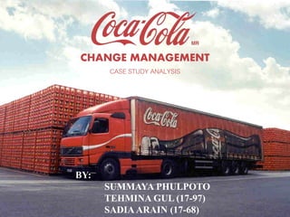 CHANGE MANAGEMENT
CASE STUDY ANALYSIS
BY:
SUMMAYA PHULPOTO
TEHMINA GUL (17-97)
SADIA ARAIN (17-68)
 