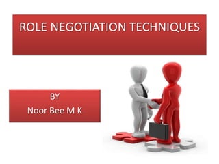 ROLE NEGOTIATION TECHNIQUES
BY
Noor Bee M K
 