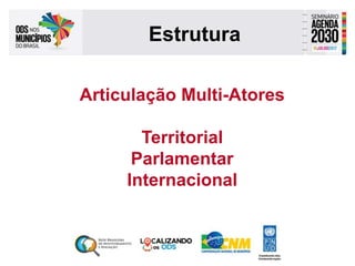 Estrutura
Articulação Multi-Atores
Territorial
Parlamentar
Internacional
 