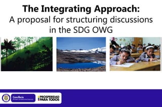 The Integrating Approach:

A proposal for structuring discussions
in the SDG OWG

 
