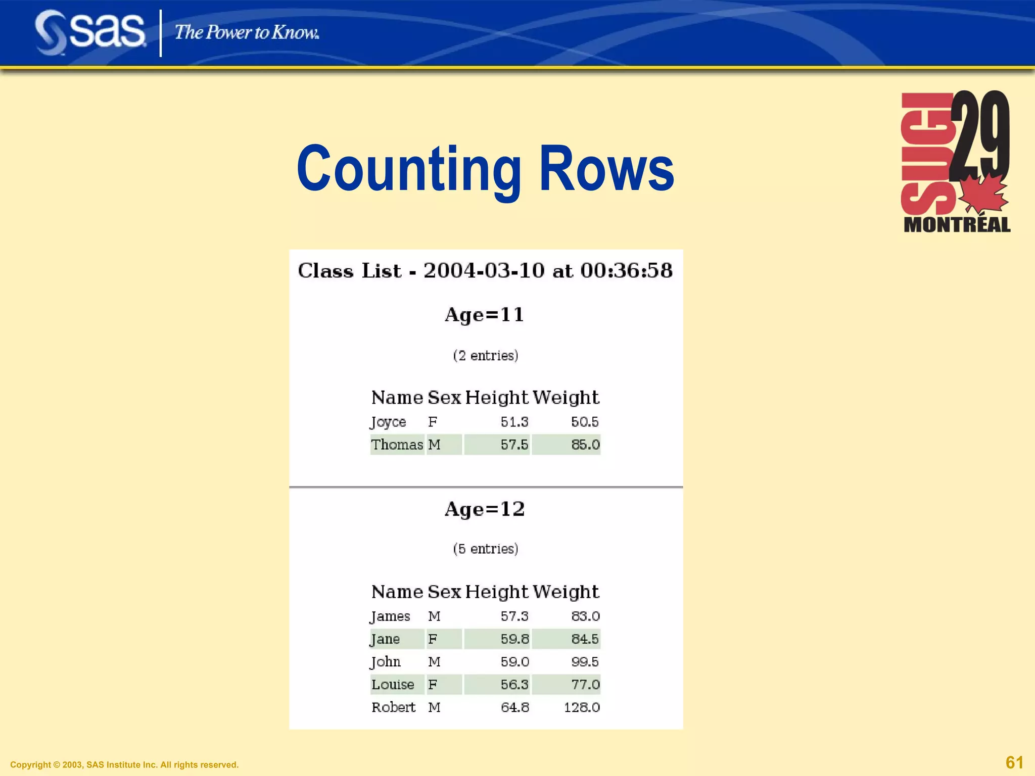 Counting Rows 
