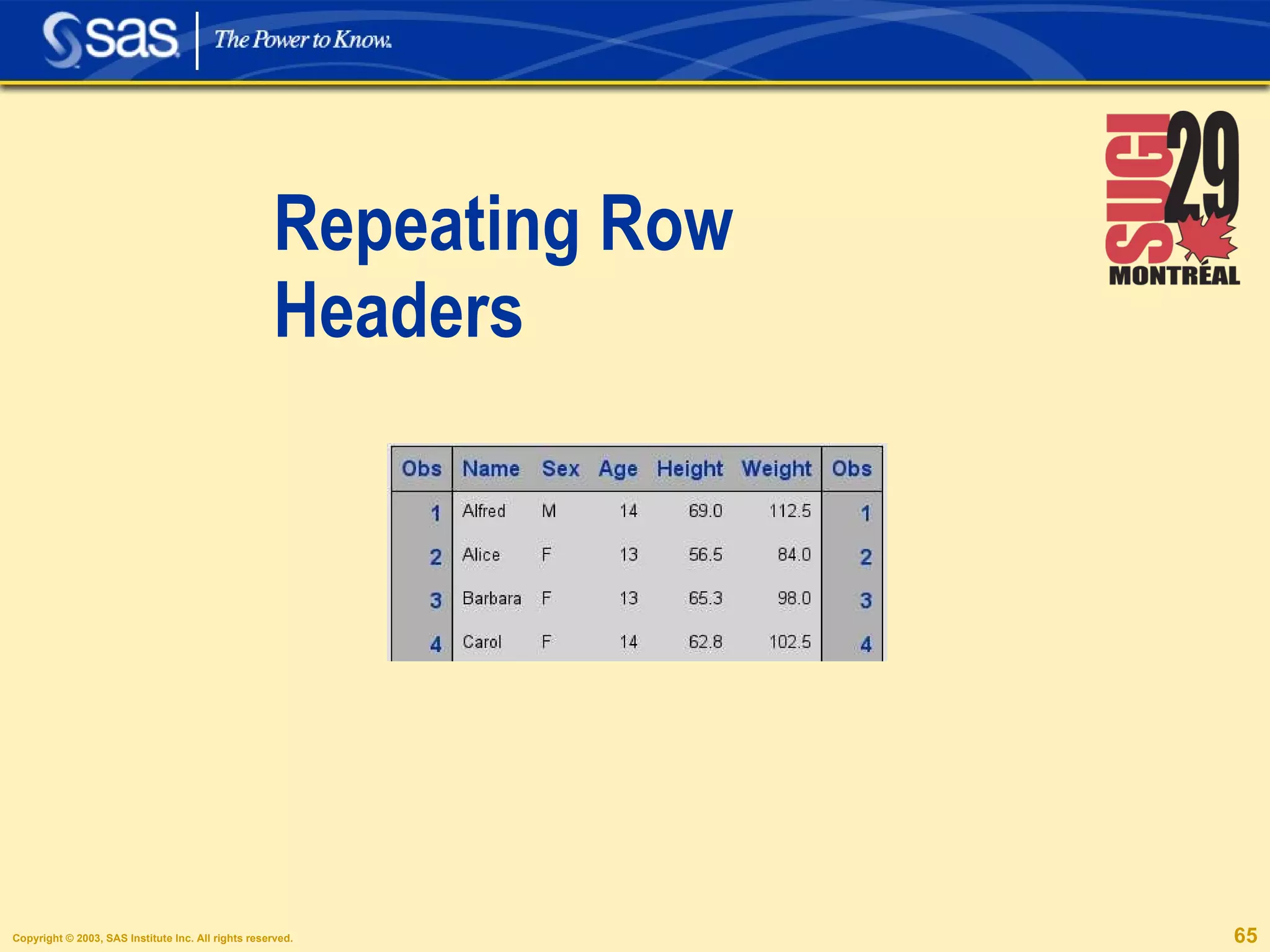 Repeating Row Headers 