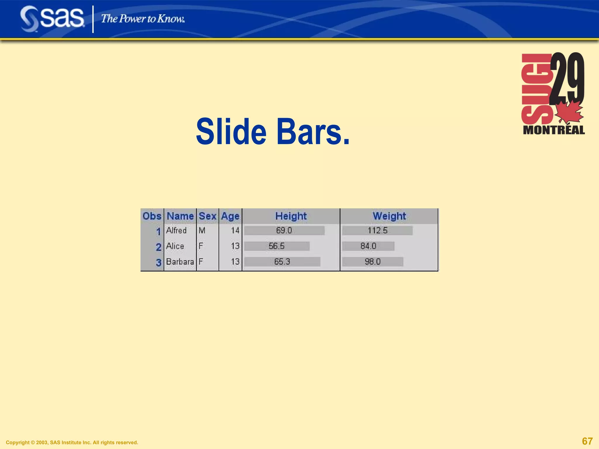 Slide Bars. 