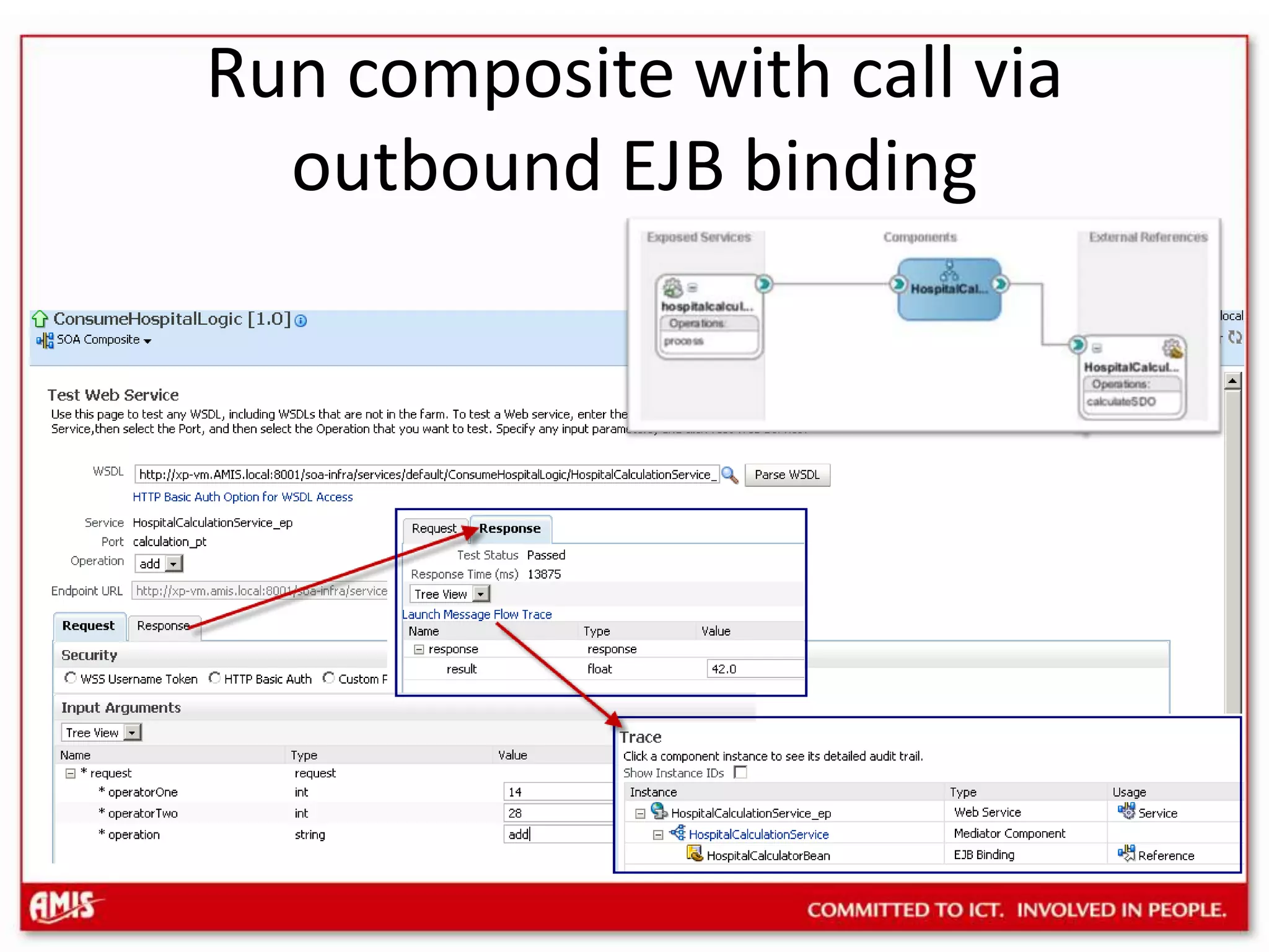 Run composite with call via outbound EJB binding