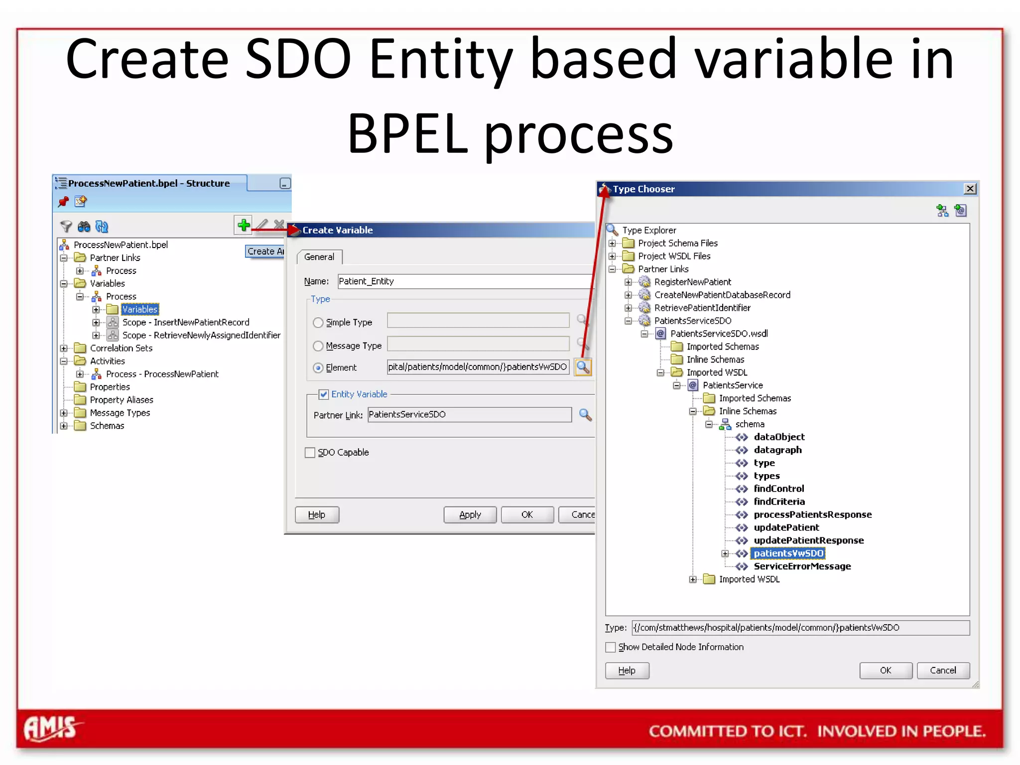 Create SDO Entity based variable in BPEL process