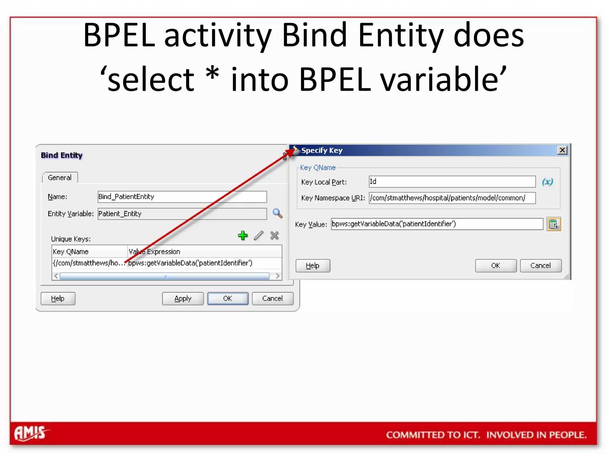 BPEL activity Bind Entity does ‘select * into BPEL variable’