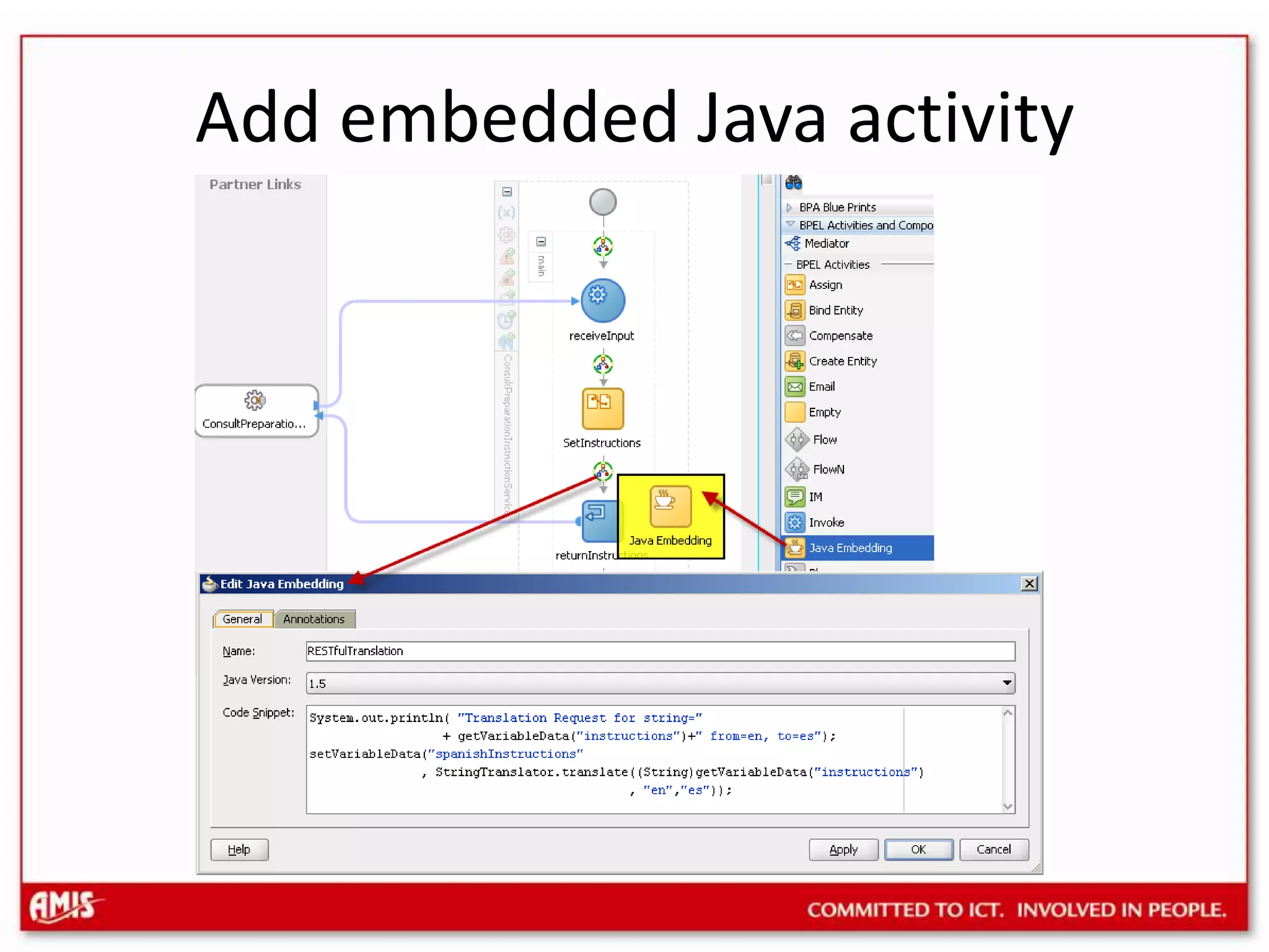 Add embedded Java activity