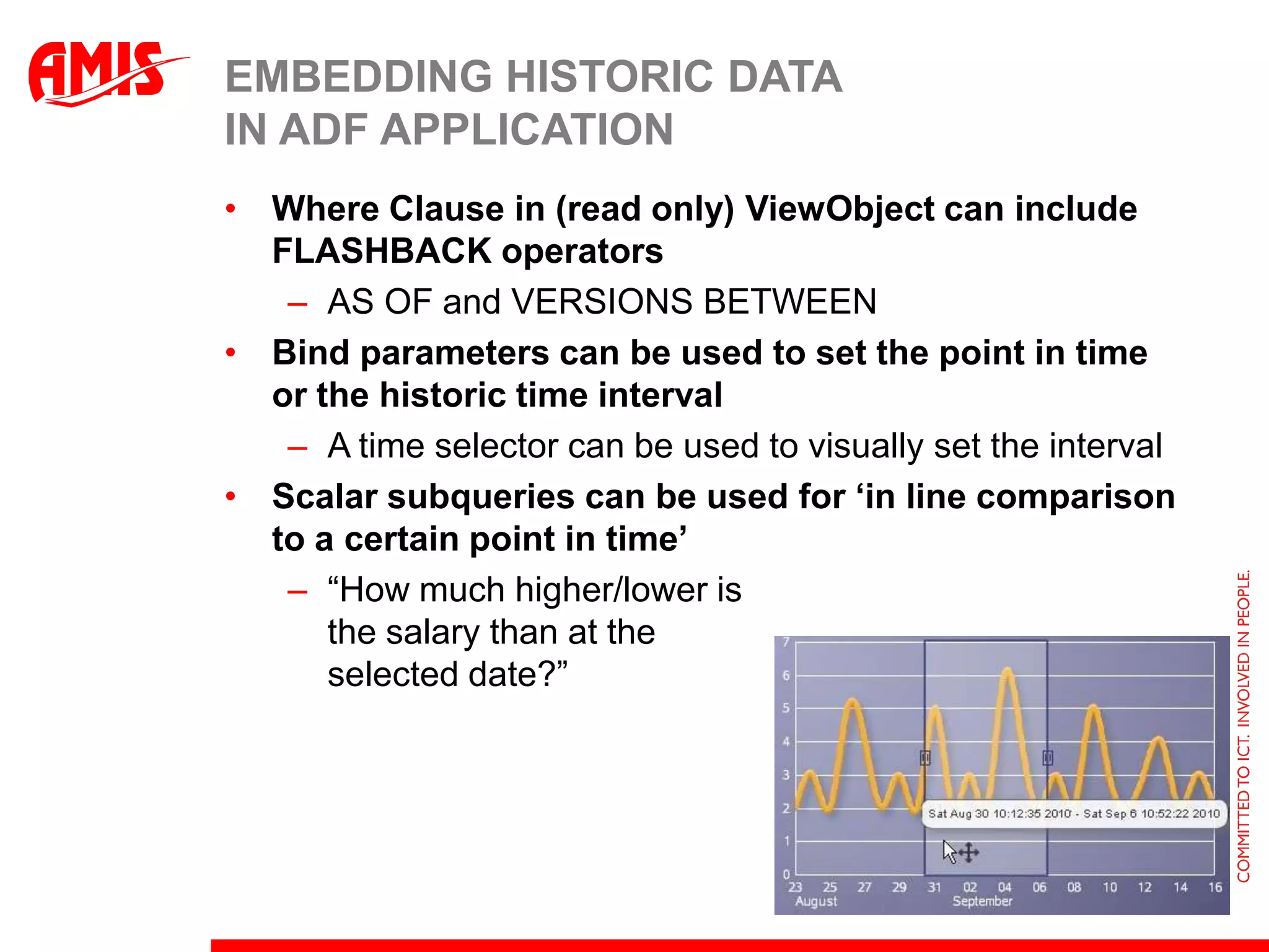 Flashback VersionsRetrieve all states each record has been inEvery transaction that touched a row left a version of the recordPseudocolumns: xid, operation, start time, end timeUse constants minvalueand maxvalueto retrieve all versionsFlashback versions make journaling tables redundant