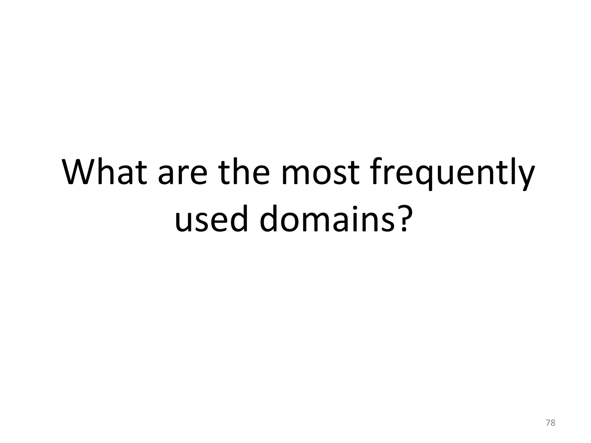 What are the most frequently
used domains?
78