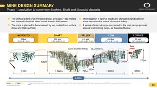 NYSE: ODV | TSXV: ODV
www.osiskodev.com 28
MINE DESIGN SUMMARY
Phase 1 production to come from Lowhee, Shaft and Mosquito ...