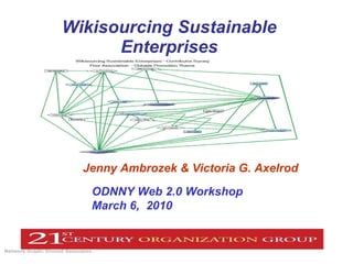 Wikisourcing Sustainable Enterprises Network Graph: Vincent Associates   ODNNY Web 2.0 Workshop  March 6,  2010 Jenny Ambrozek & Victoria G. Axelrod 