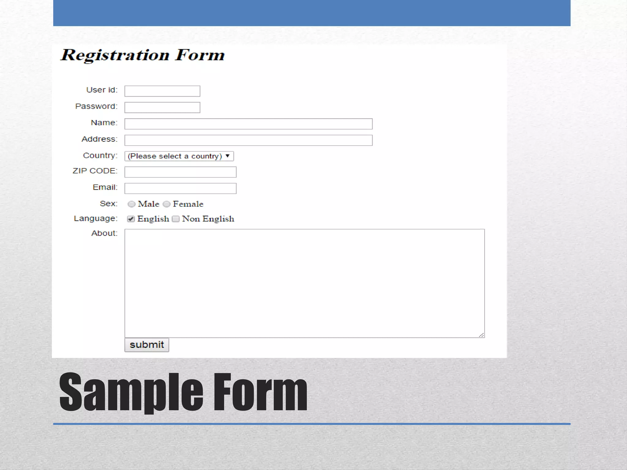 Sample Form
 