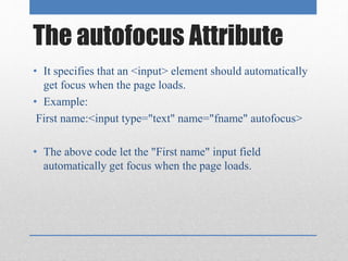 Html tables, forms and audio video | PPTX