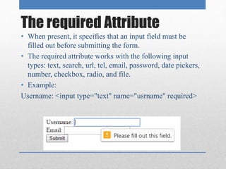 Html tables, forms and audio video | PPTX