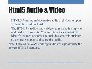 Html tables, forms and audio video | PPTX