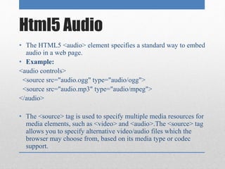Html tables, forms and audio video | PPTX