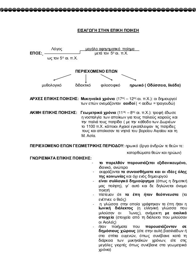 ΕΙΣΑΓΩΓΗ ΣΤΗΠΕΠΙΚΗ ΠΟΙΗΣΗ
Λόγος μεγάλο αφηγηματικό ποίημα
ΕΠΟΣ: μετά τον 5ο αι. π.Χ.
ως τον 5ο αι. π.Χ.
ΠΕΡΙΕΧΟΜΕÎΟ ΕΠΩÎ
...