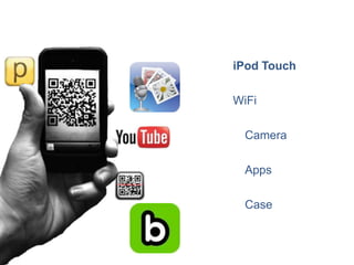 iPod Touch

                           WiFi

                             Camera

                             Apps

                             Case
Photo: mia! @ flickr.com
 