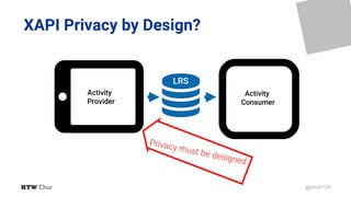 @phish108
(
)
XAPI Privacy by Design?
Activity
Consumer

LRS
Activity
Provider
 