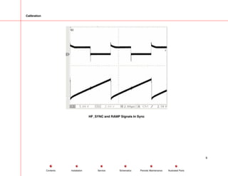 Calibration
HF_SYNC and RAMP Signals In Sync
9
Service Periodic Maintenance
Contents Schematics Illustrated Parts
Installation
 