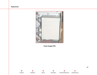 Replacement
Power Supply PS3
83
Service Periodic Maintenance
Contents Schematics Illustrated Parts
Installation
 