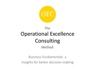 Operational Excellence
Consulting
Business fundamentals &
Insights for better decision-making
The
Method
 