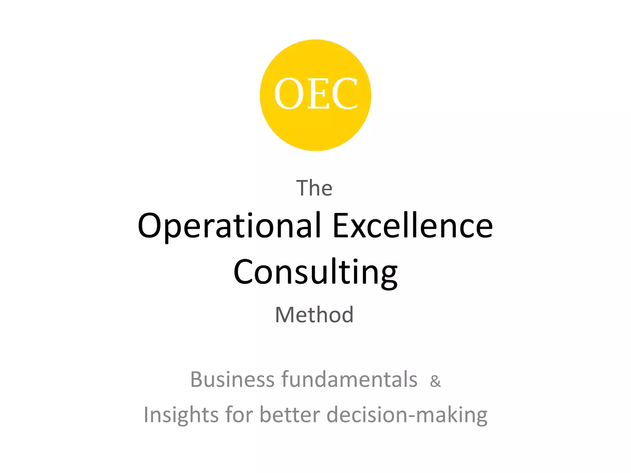 Operational Excellence
Consulting
Business fundamentals &
Insights for better decision-making
The
Method
 