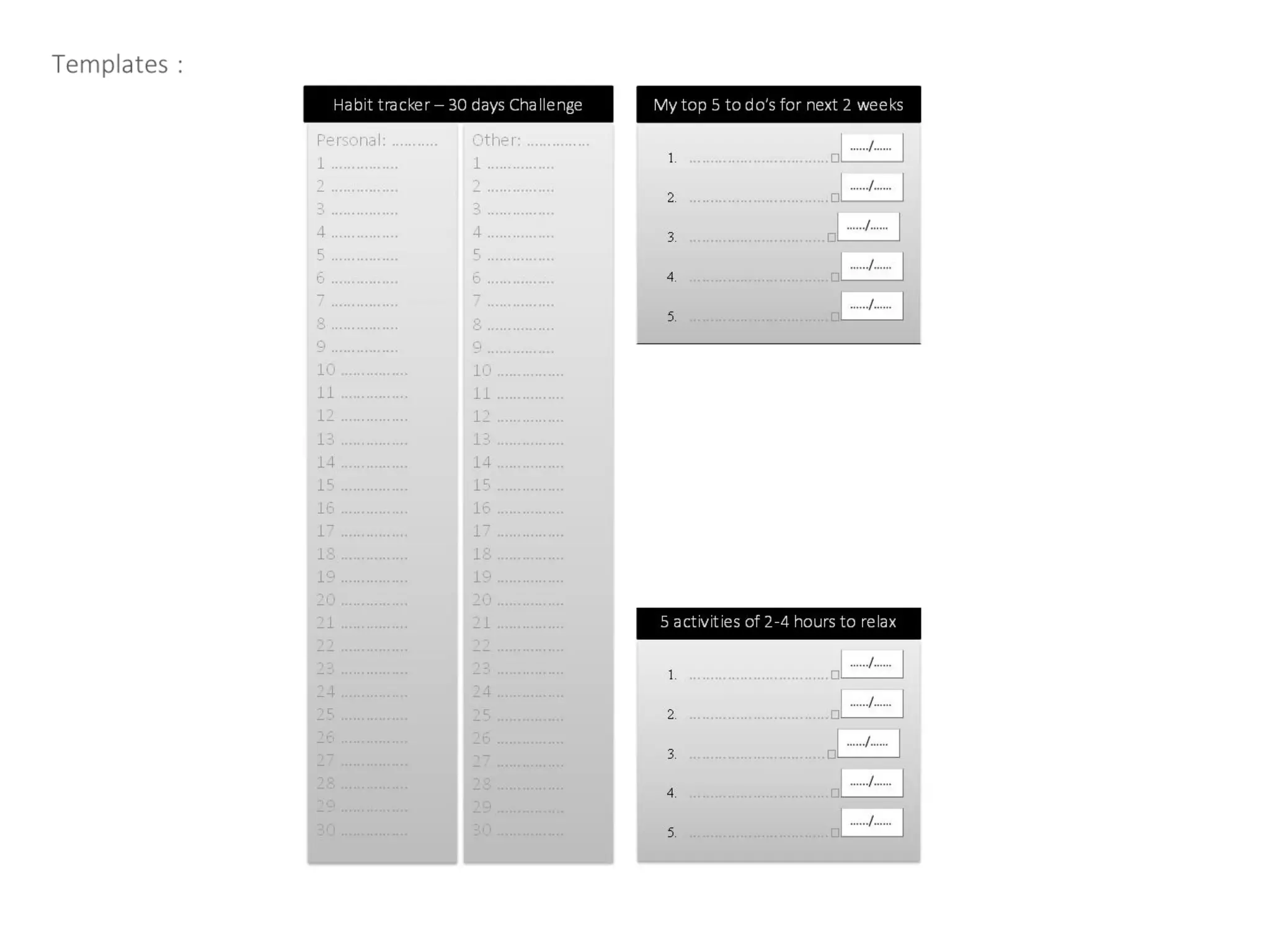 Time management for projects, tasks and to do's