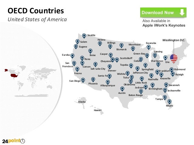 OECD Countries Map - PowerPoint Slides