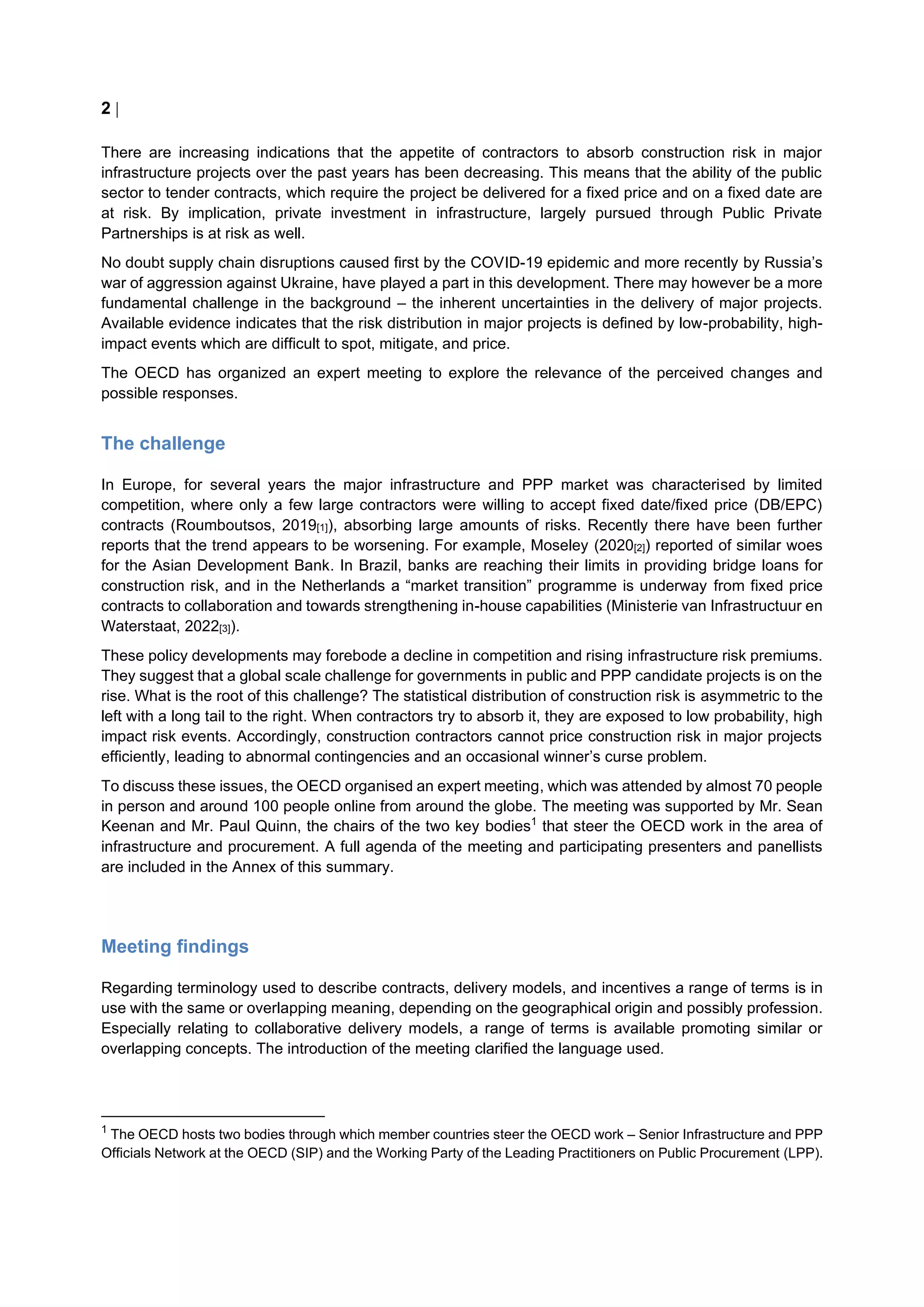 Summary of the OECD expert meeting: Construction Risk Management in ...