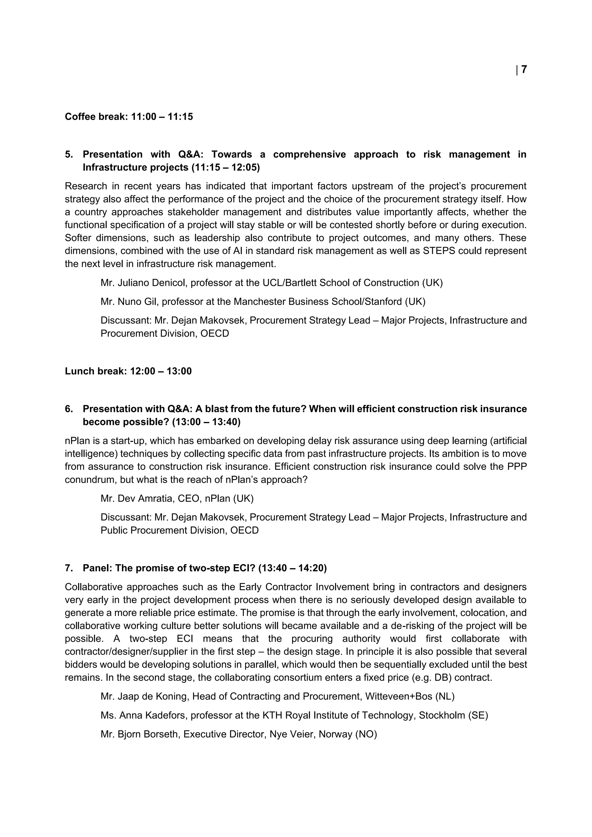 Summary of the OECD expert meeting: Construction Risk Management in ...