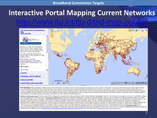 9
Interactive Portal Mapping Current Networks
http://www.itu.int/itu-d/tnd-map-public/
Broadband Commission Targets
 