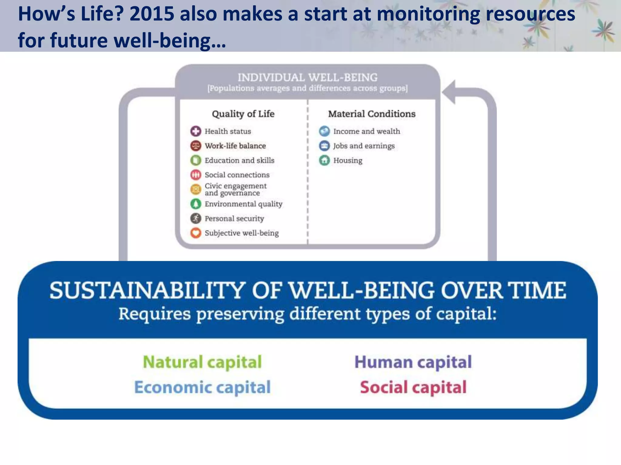 How’s Life? 2015 also makes a start at monitoring resources
for future well-being…
 