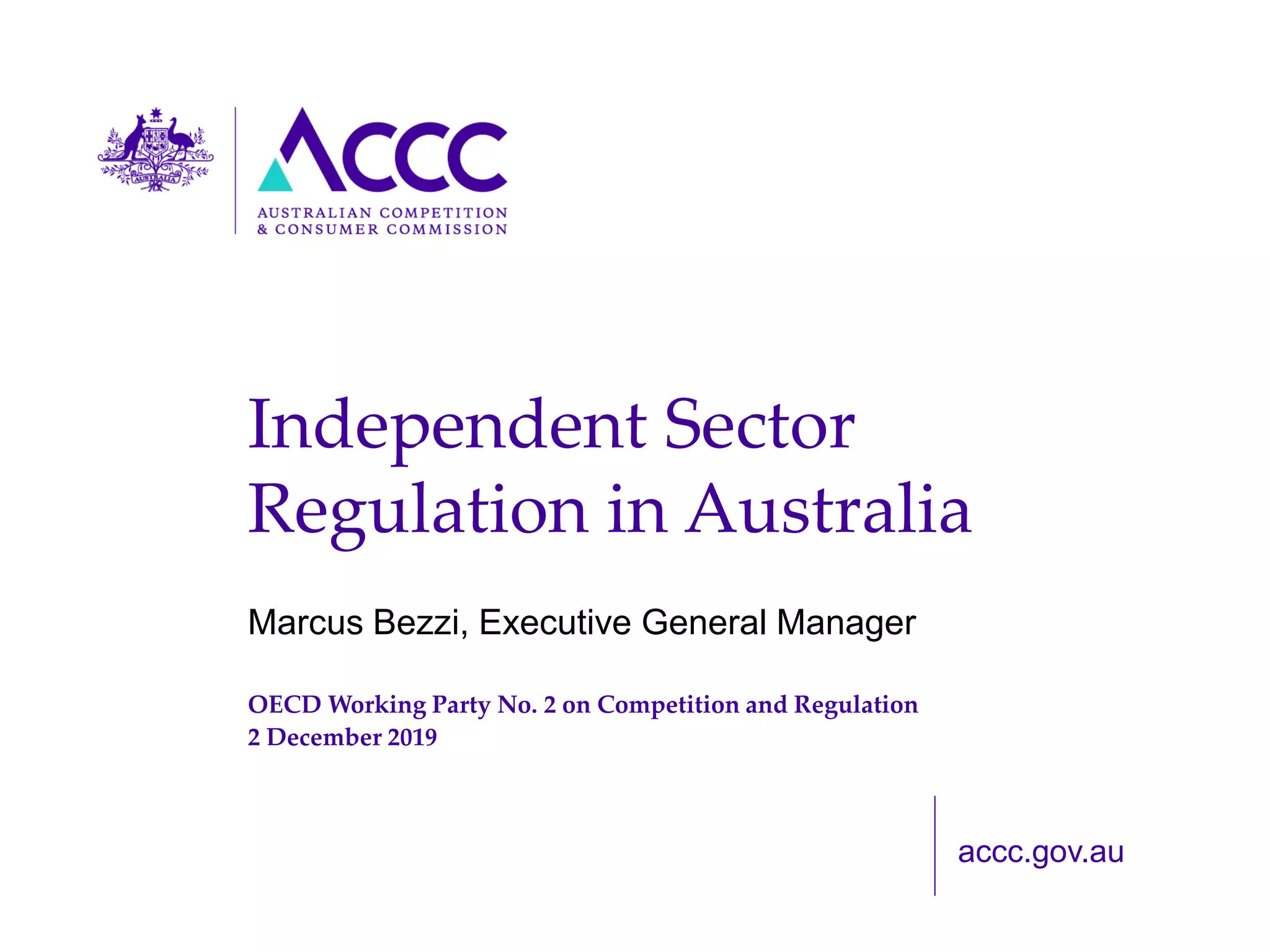 Independent Regulators AUSTRALIA December 2019 OECD discussion PPT