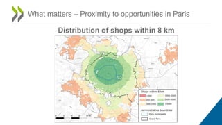 What matters – Proximity to opportunities in Paris
Distribution of shops within 8 km
 